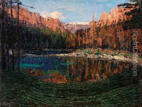 Lago Delle Dolomiti Oil Painting - Guido Cinotti