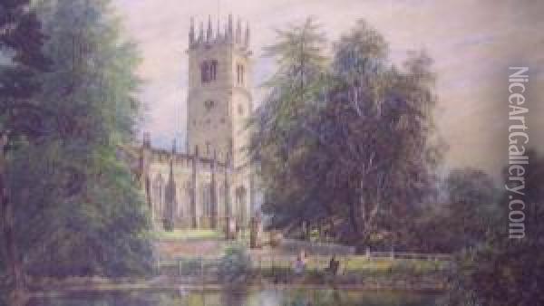 Riverside Church Oil Painting - Alfred Woolnoth