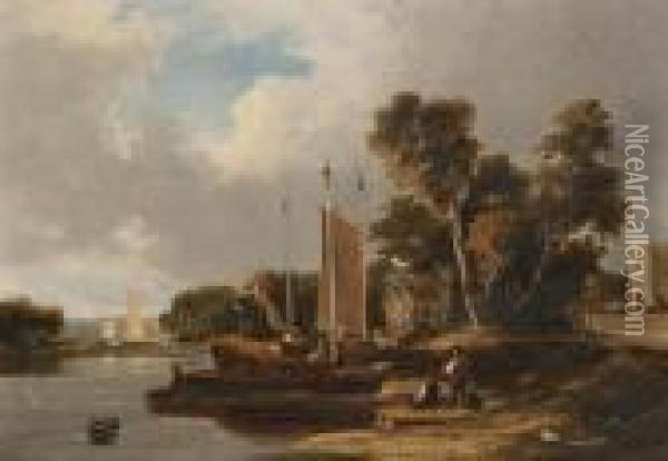 On The River Yare, Near Norwich Oil Painting - George Vincent