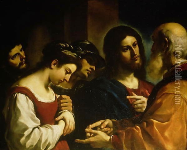 The Woman taken in Adultery 1621 Oil Painting - Guercino