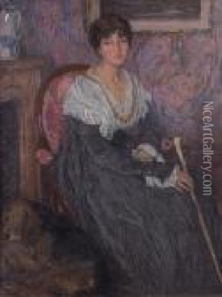 Portrait De Charlotte Aman-jean Nee Simon (fille Du Peintre Lucien Simon). Oil Painting - Edmond Aman-Jean