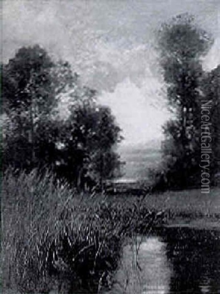 Landscape At Dusk Oil Painting - Hugo Charlemont