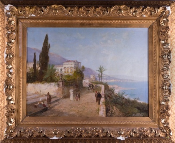 Mediterrane Landschaft Bei Lugano Oil Painting - Karl Theodor Wagner