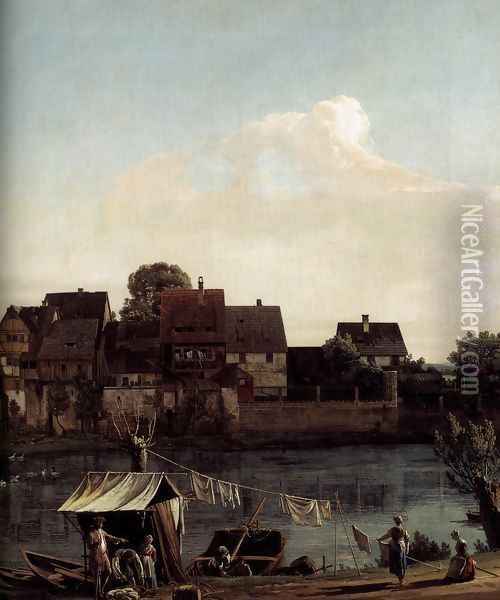 Pirna Seen from the Harbour Town (detail) 1753-55 Oil Painting - Bernardo Bellotto