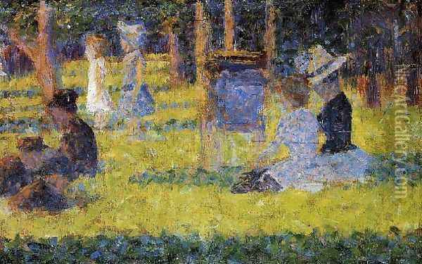 Woman Seated and Baby Carriage Oil Painting - Georges Seurat