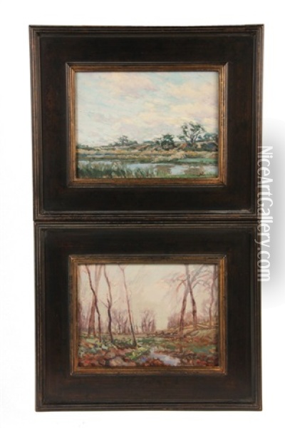 Spring Stream (+ Summer Sky; 2 Works) Oil Painting - Henry Rodman Kenyon