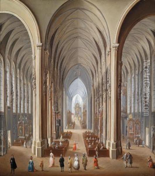 Interno Di Chiesa Gotica Oil Painting - Johann Andreas Herrlein