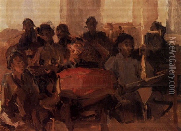 The Gamelan Orchestra Oil Painting - Isaac Israels