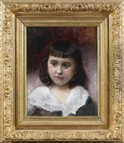 Portrait De Jeune Fille Oil Painting - Bonnat Leon