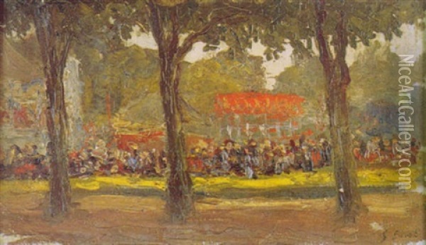 Le Marche Aux Fleurs Oil Painting - Georges Jules Ernest Binet