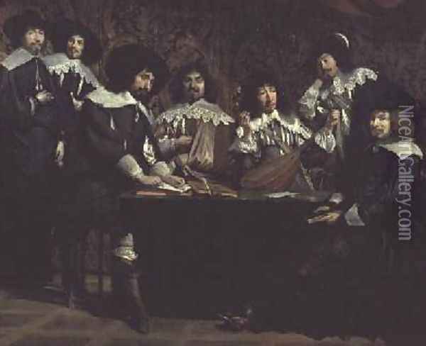 The Academy or The Amateurs Meeting Oil Painting - Mathieu Le Nain