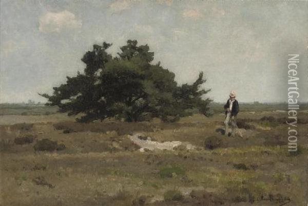 A Stroll In The Country Oil Painting - Cornelis van Leemputten