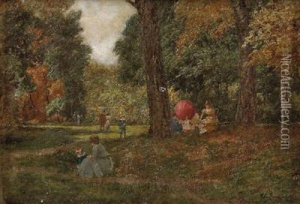 In Einem Park (bei Paris?) Oil Painting - Edouard Charles De Beaumont
