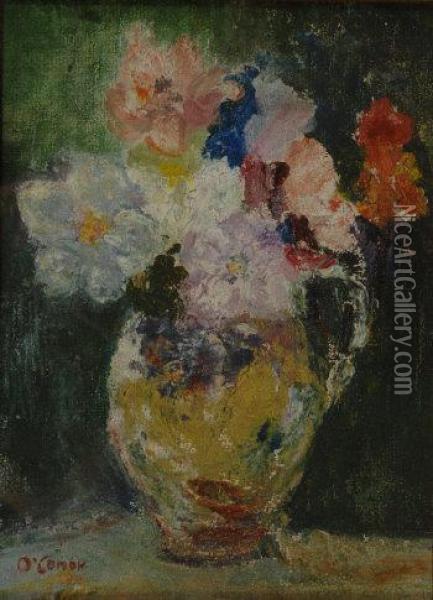 Still Life Of Flowers In Ajug Oil Painting - Roderic O'Conor