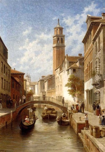 Venetian Backwater Oil Painting - Jacques Francois Carabain