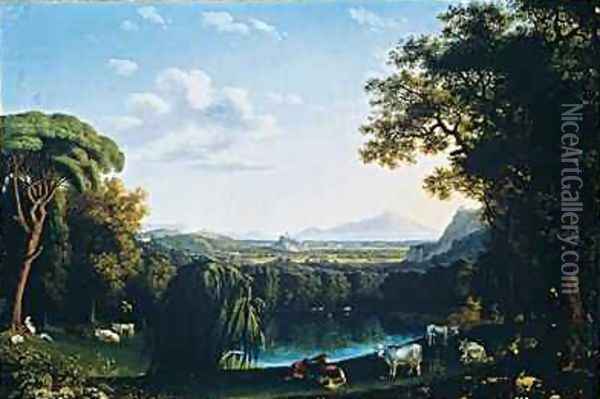 The English Garden of Caserta with views of Vesuvius Oil Painting - Jakob Philippe Hackert