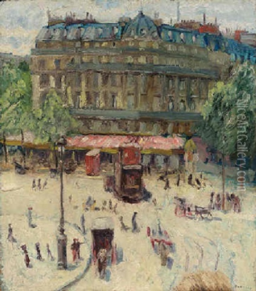 Place De La Bastille Oil Painting - Georges Dufrenoy