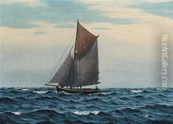 Seascape With A Sailing Ship Oil Painting - Emanuel A. Petersen