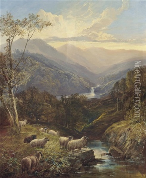 Highland Stream Oil Painting - Joseph Adam