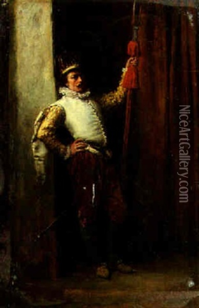 A Standing Cavalier Oil Painting - Ernest Meissonier