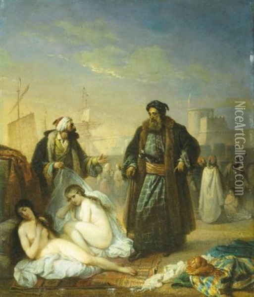 Le Marchand D'esclaves En Turquie Oil Painting - Jacques Joseph Eeckhout