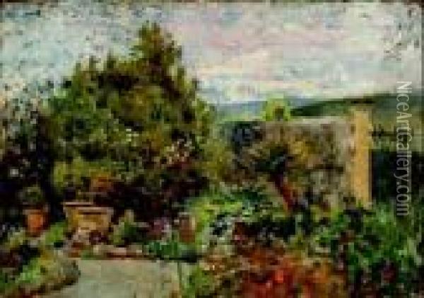Giardino Di Villa De Gori A Careggi Oil Painting - Telemaco Signorini