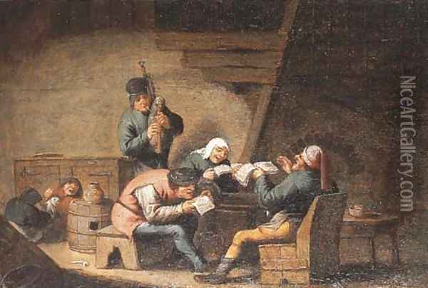 Peasants singing in a cottage Oil Painting - Anthonie Victorijns