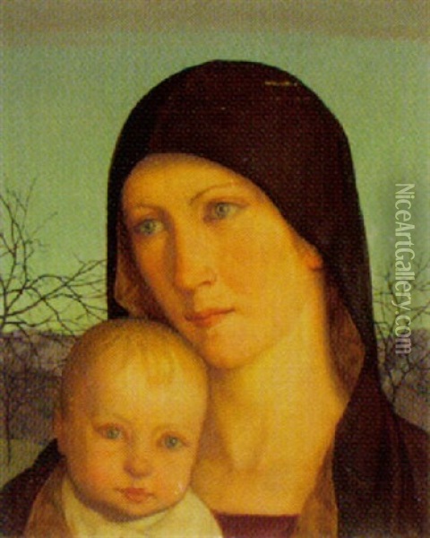 Madonna Mit Kind Oil Painting - Wilhelm Haller