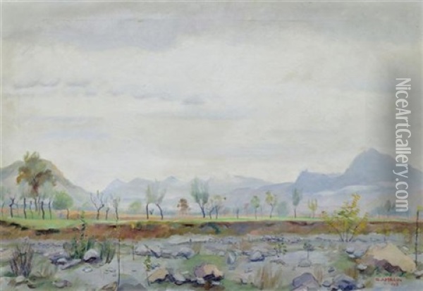 Landschaft Bei Magliaso Oil Painting - Robert Amrein