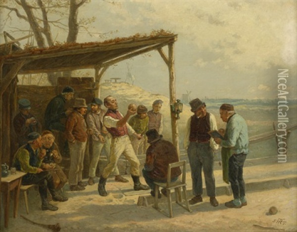 Auf Der Kegelbahn Oil Painting - Theodor (Fried. Wilhelm Heinrich Th.) Hosemann