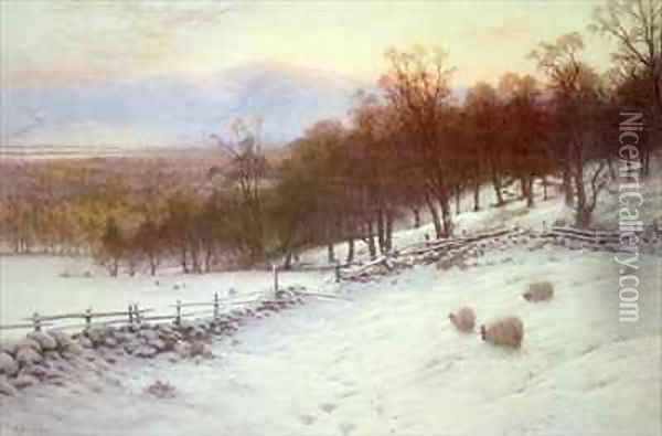Snow Covered Fields with Sheep Oil Painting - Joseph Farquharson
