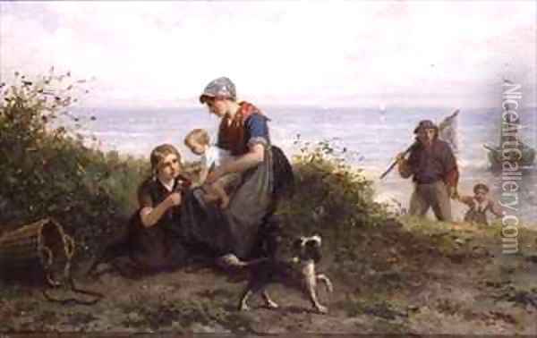 The Fishermans Family Oil Painting - J.J.M. Damschroeder
