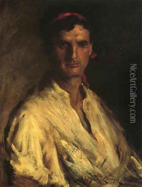 A Young Roman Oil Painting - William Merritt Chase