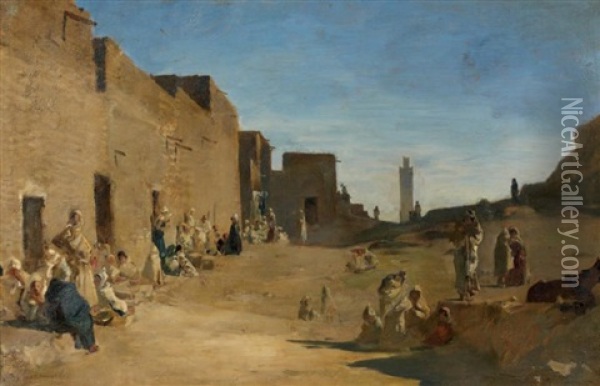 Laghouat, Village D'afrique Du Nord Oil Painting - Gustave Achille Guillaumet