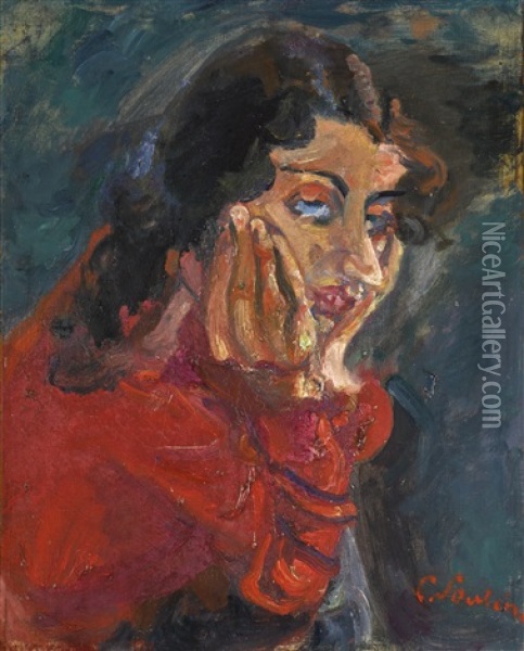 La Femme Accoudee Oil Painting - Chaim Soutine