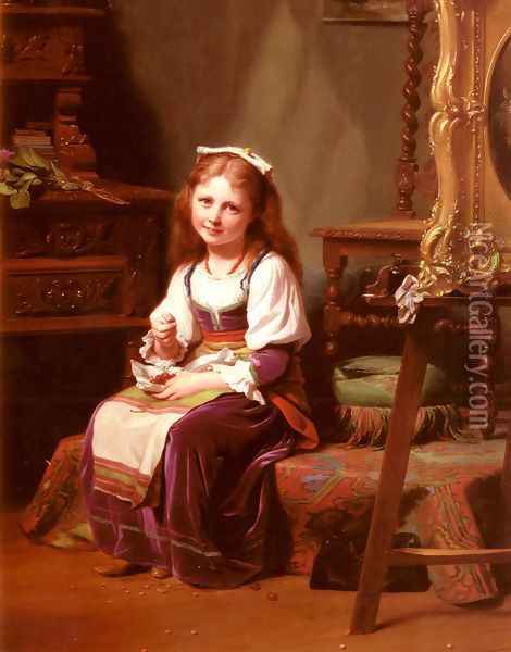 The First Cherries Oil Painting - Fritz Zuber-Buhler
