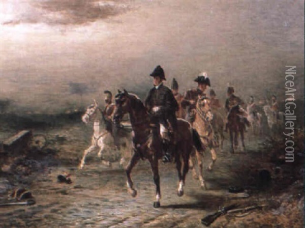 The Duke Of Wellington And Blucher At Waterloo Oil Painting - Robert Alexander Hillingford