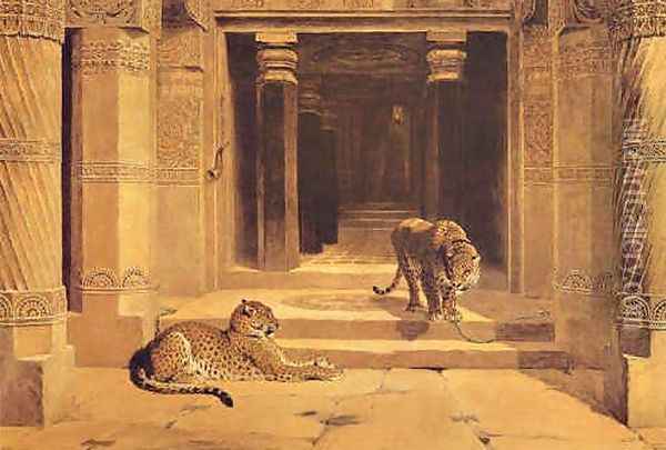 Temple Leopards Oil Painting - Briton Riviere
