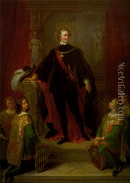 Konig Ludwig I. Als Hubertusritter Oil Painting - Wilhelm von Kaulbach