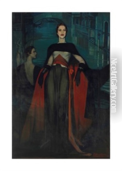 Portrait De Madeleine Bonnardel (1899-1952), Comtesse De Montgomery Oil Painting - Federico Beltran Masses