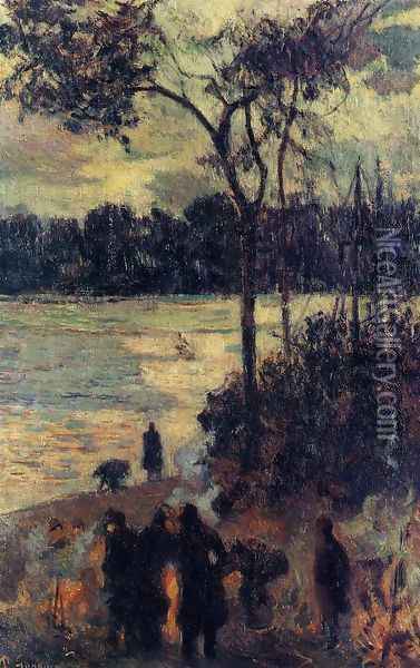 Fire By The Water Oil Painting - Paul Gauguin