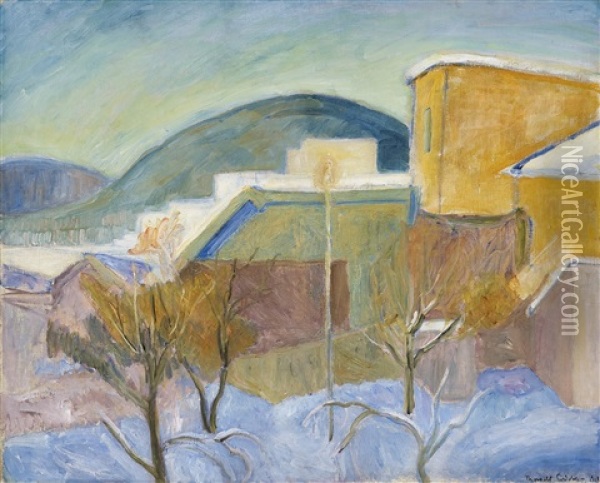 Utsikt Mot Balbergkampen, Vinter Oil Painting - Thorvald Erichsen