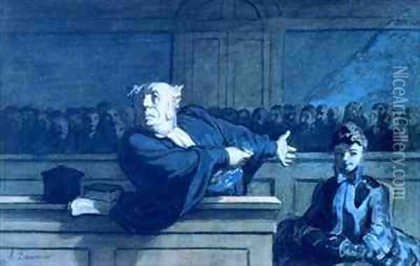 Scene at a tribunal Oil Painting - Honore Daumier