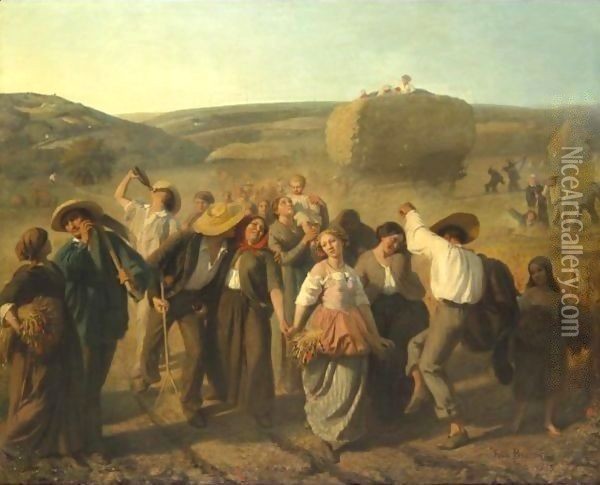 Le Retour Des Moissonneurs Oil Painting - Jules Breton