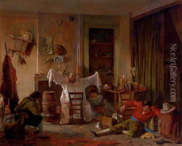 After The Performance Oil Painting - Antoine Jean Bail