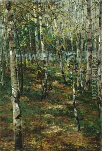 Birkenwaldchen Oil Painting - Walter Leistikow