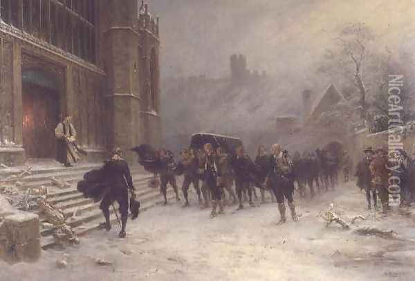 The Funeral of King Charles I - St. George's Chapel, Windsor in 1649, 1907 Oil Painting - Ernest Crofts