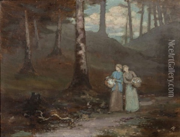 Two Figures In The Woods Oil Painting - George Russell