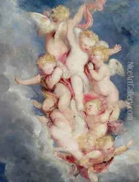 Putti Ascending Oil Painting - William Derby