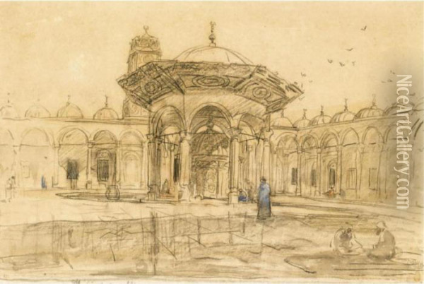 The Mosque Of Mohammed, Cairo Oil Painting - Marius Bauer